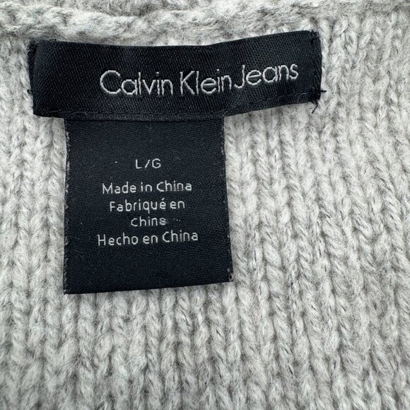 Calvin Klein Jeans Women's Large Gray 3/4 Length Sleeve Cropped Cardigan - Picture 9 of 10